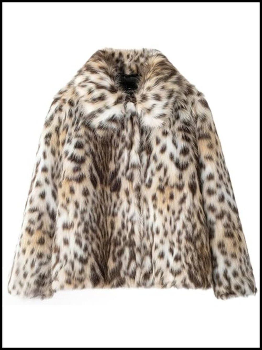 Faux Fur Crop Jacket Long Sleeve Cozy Winter Warm Fluffy Leopard Sherpa Coat